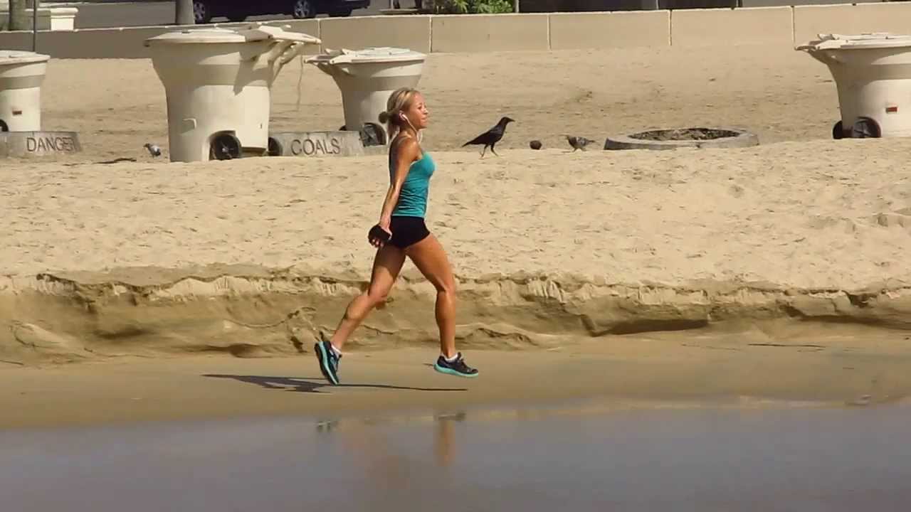 super fit girl running the beach in slow motion in hd youtube