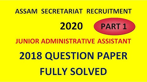 Assam Secretariat JAA Paper 2018 Fully Solved | Part 1  (English Section)