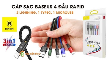 Dây cáp sạc đa năng Baseus Rapid 4 in 1 Type-C, 2 Lighning, Micro USB, cho iPhone/ iPad