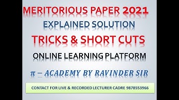 |MERITORIOUS MATHEMATICS LECTURER PAPER (2021)| LECTURER CADRE | SOLUTION FULL|# PART 1