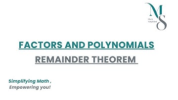 Remainder Theorem  |  IGCSE | ADDITIONAL MATHS 0606