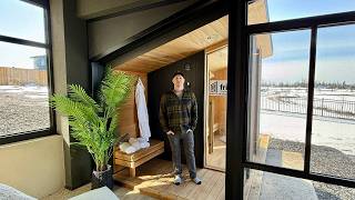 Inside the our Modern Glass Sauna