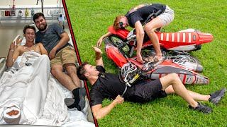 Back-Yard PIT BIKE RACE *GONE WRONG* Huge WRECK!