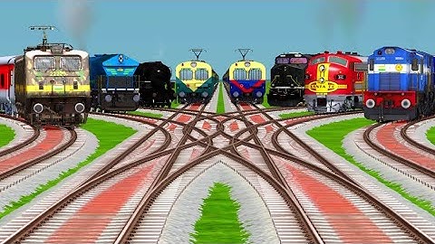 8 Dangerous Trains Crossing On Bumpy Branched Railroad Tracks - railway station - train simulator 