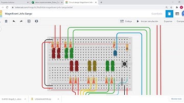 Semáforo vehicular y peatonal en tinkercad