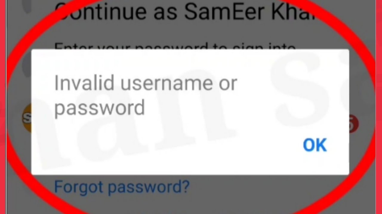 Failed invalid password