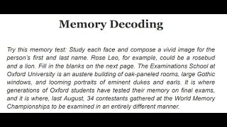 Giải chi tiết IELTS Reading: Memory Decoding