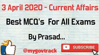 Current Affairs 3 April , 2020| Daily Current Affaris MCQ