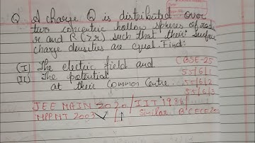 A charge Q is distributed over two concentric hollow spheres of radii r and R ( greater than r )
