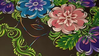 картинка: Round Brush Painting step by step painting For Beginners - Flower🥰Петриківський розпис #masterclass