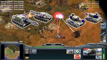 "Laser Tank + Rail Gun" 2 vs 4 Hard Army | C&C Generals Zero Hour Shockwave Chaos