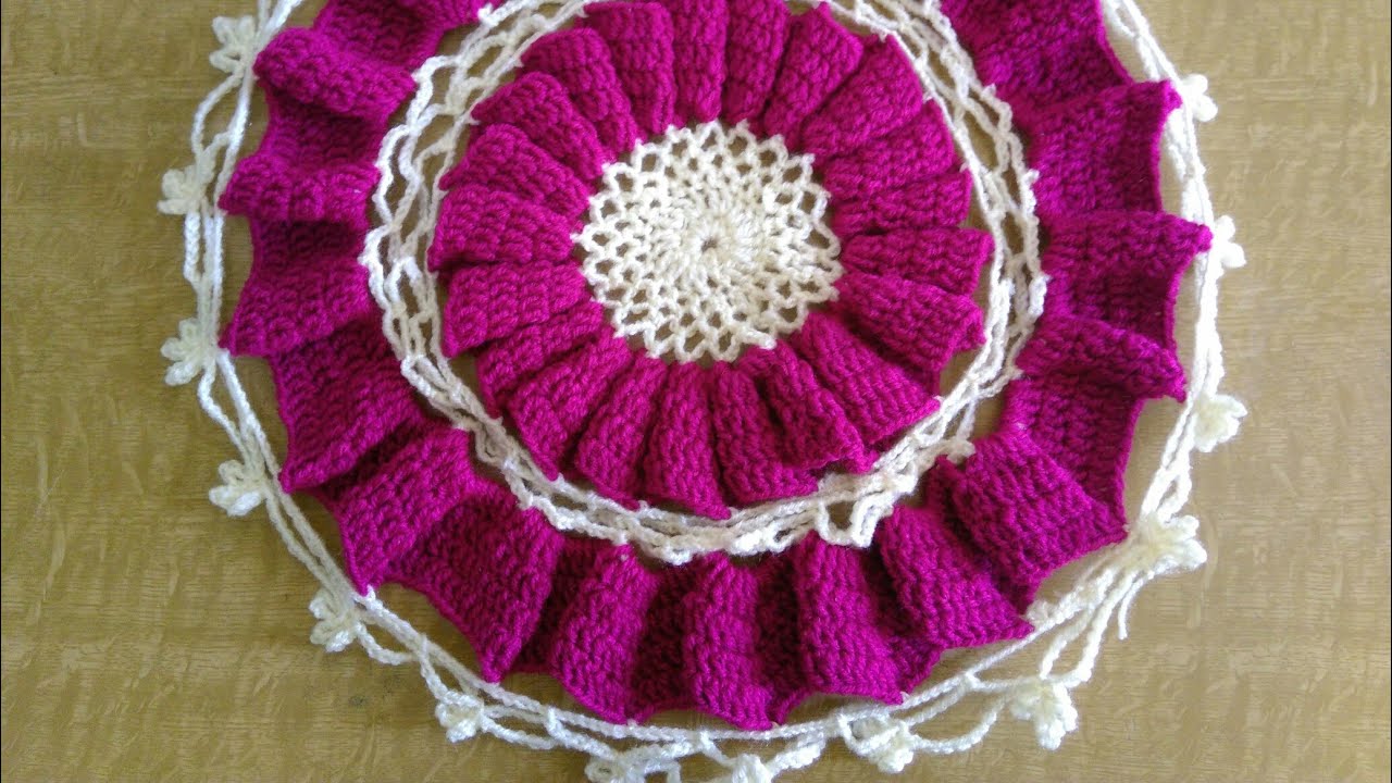 crochet beautiful table mat in marathi कसा विणायचा पाकळ्यांचा रुमाल