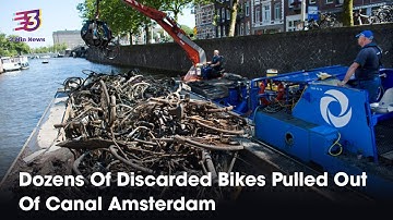 Dozens Of Discarded Bikes Pulled Out Of Canal Amsterdam | 3 Min News