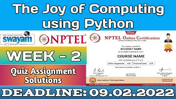 NPTEL The Joy of Computing using Python Week 2 Quiz Assignment Solutions || January 2022 || Swayam