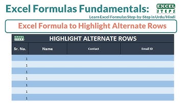Excel Formulas to Highlight Alternate Rows | Excel Formulas Fundamentals Urdu & Hindi Tutorials