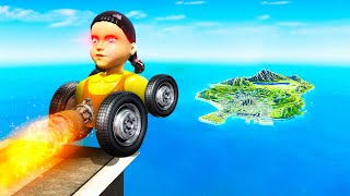 Jumping SQUID GAME CARS Across Entire GTA 5! (GTA 5 Mods)