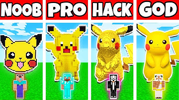 Minecraft: PIKACHU BUILD CHALLENGE - NOOB vs PRO vs HACKER vs GOD in Minecraft