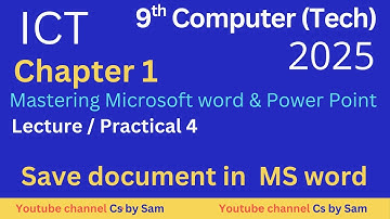 CLASS 9 ICT CHAPTER 1 LECTURE 4 | HOW TO SAVE DOCUMENT IN MS WORD