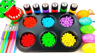 Satisfying ASMR Video | How To Make Rainbow Beads FROM Magic Colored Glitter Eggs | Paints & ASMR