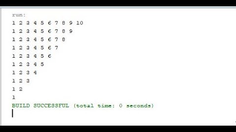 java Programs to print Inverted half pyramid using numbers