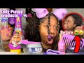 Doing my Damage Hair Only Using PURPLE hair Products!