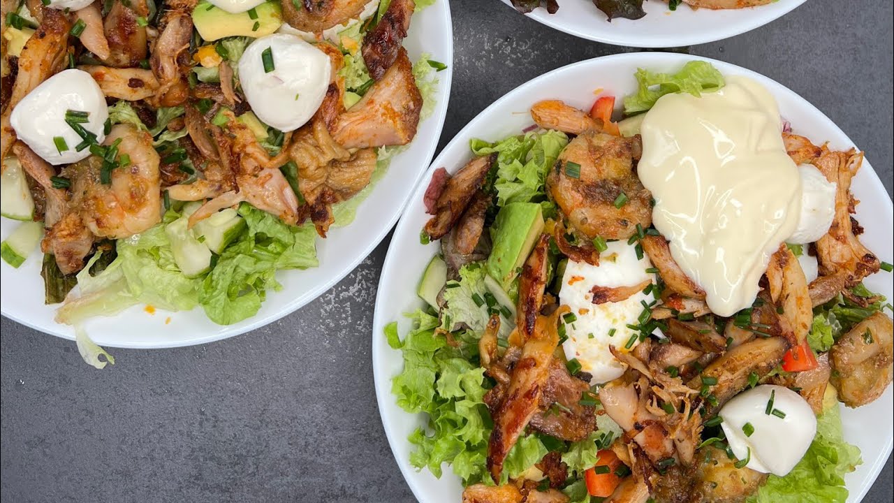 Full meal salad for three - YouTube