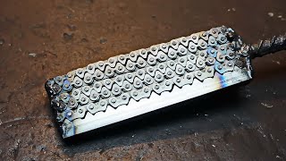 Perforated Damascus Steel. Not for use on the planet.
