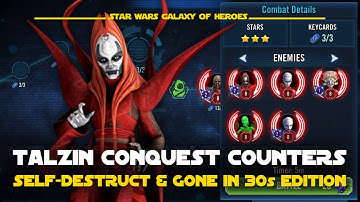 Counter Talzin Nightsisters NS in Conquest with Self-destruct & Gone in 30s Data Disk Set | SWGOH