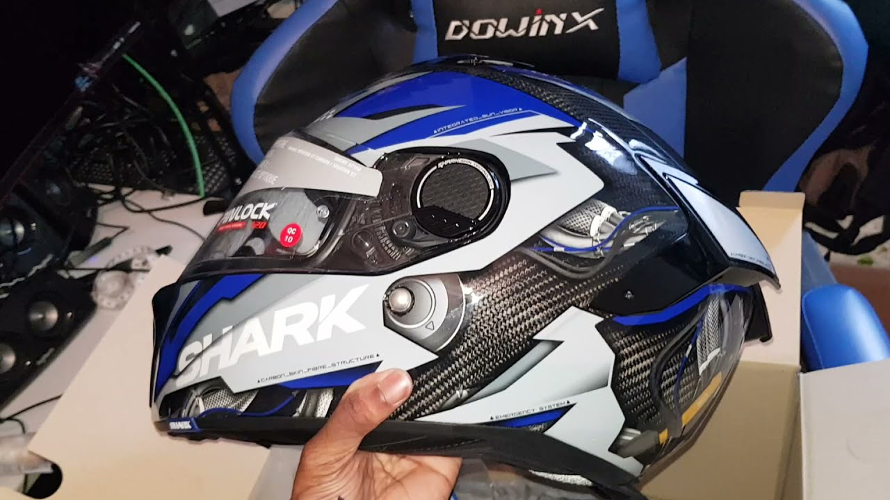 Unboxing casque(helmet) shark spartan gt carbon urikan dbw  bleu/anthracite/noir - YouTube
