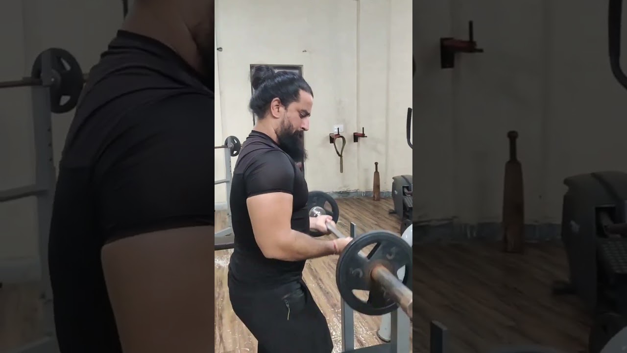 classic beard biceps gym workout session