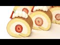 Sub) 딸기 카스테라 롤케이크 Strawberry Swiss Roll Cake