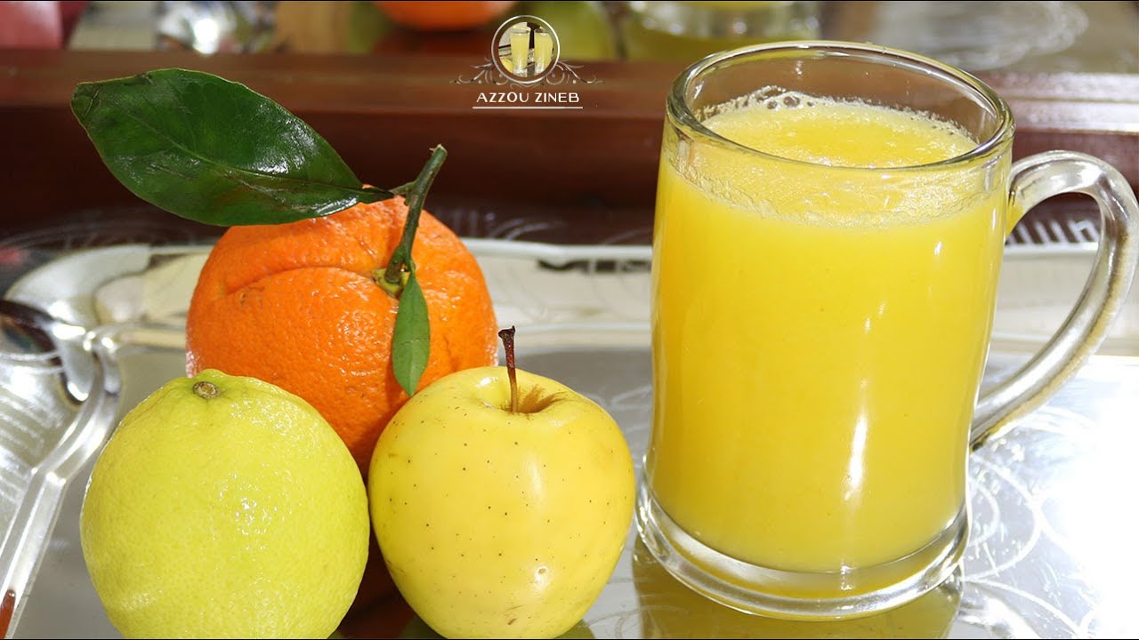 ب تفاحة🍏و ليمونة حامضة🍋 و برتقالة🍊أروع عصير منعش  لتر و نصف🍹بدون مرارة أحسن من العصير الجاهز