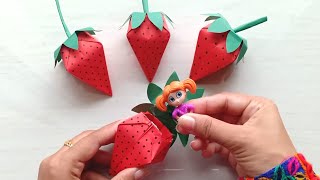 DIY Cute Gifts Idea For Kid's / Strawberry Paper Gift Idea / Origami Mini Gifts Idea