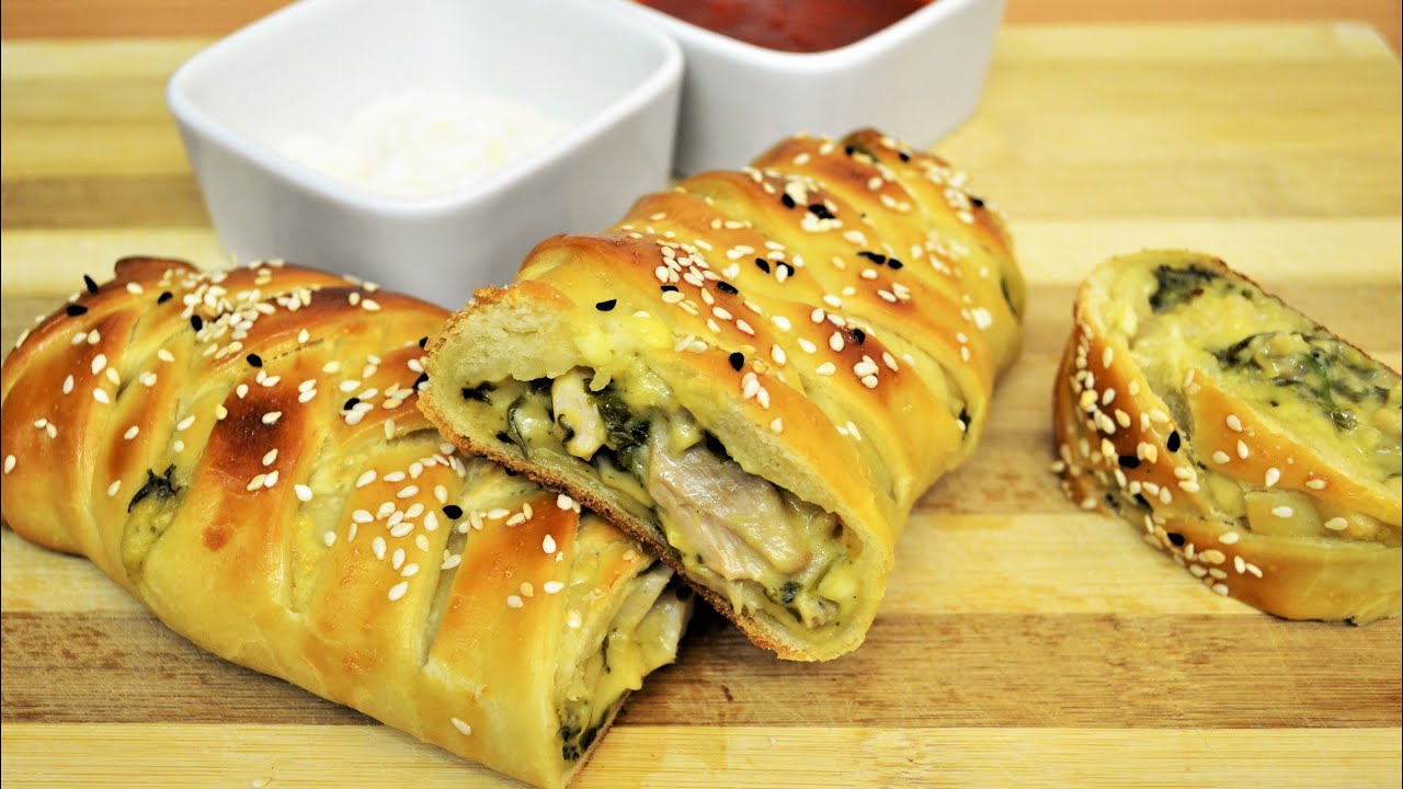 Cheesy Chicken Stuffed Bread Super Soft Restaurant Style Chicken Bread 4SeasonsMenu YouTube