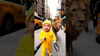Binky Takes His Pet Lion for a NYC Stroll! 🦁🍼