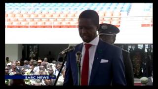 Edgar Lungu sworn in during a public ceremony in Zambia Edgar Lungu sworn in during a public ceremony in Zambia