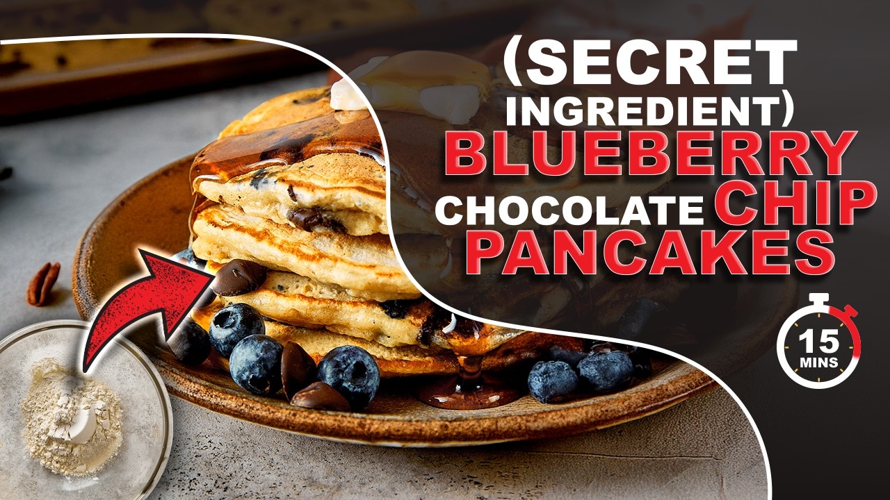 The Fluffiest Blueberry Chocolate Chip Pancakes! (Secret Ingredient )