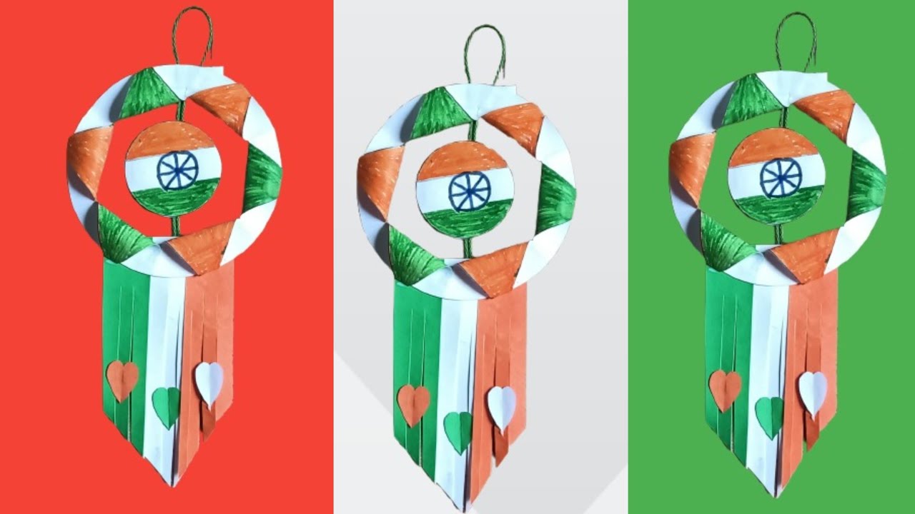 Independence day badge making ideas | Tricolour Wreath | Indian flag craft ideas | independence day
