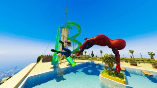 GTA 5 SPIDERMAN Water Slides WHIRIPOOL - WATER RAGDOLLS Euphoria Ragdolls ep 14