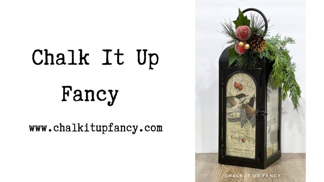 Как сделать обратный декупаж на фонаре с помощью рождественской мастер-доски