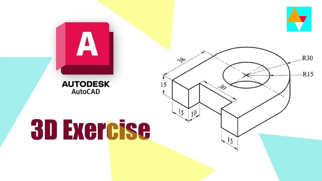 AutoCAD 3D modeling Exercise #1 using presspull command - YouTube