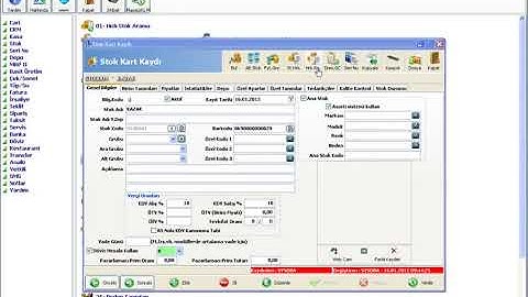 AKINSOFT WOLVOX ERP Stok Kart Kaydı Üst Menüler