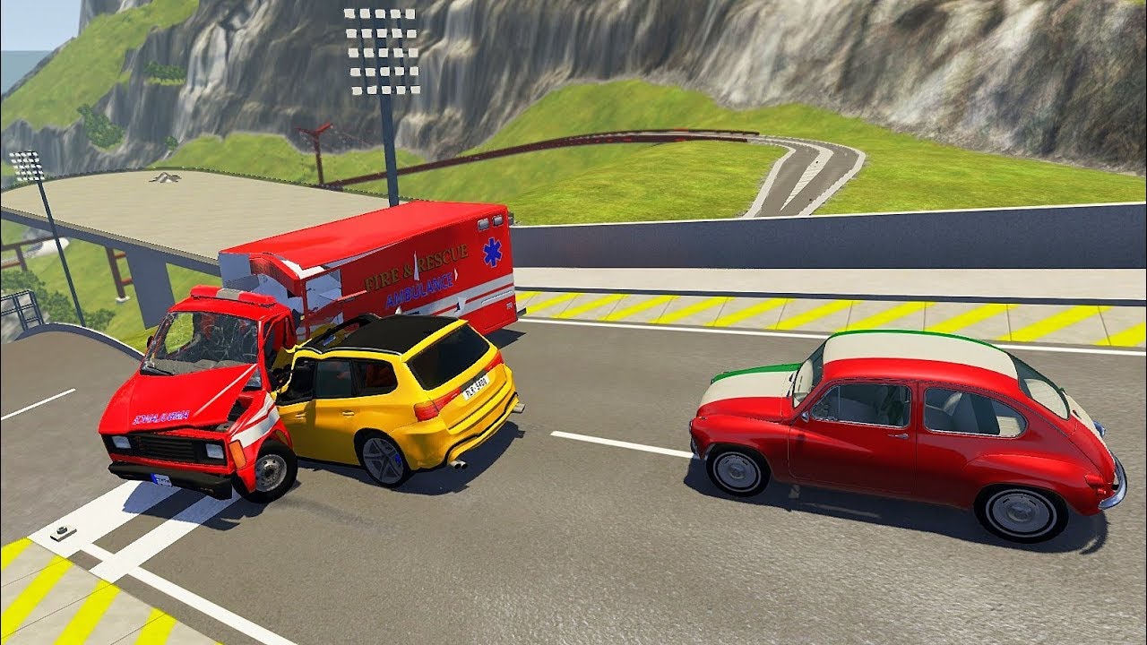 Side Impact Jump Crashes With Heavy Vehicle - BeamNG drive Side Impact Test Crashes