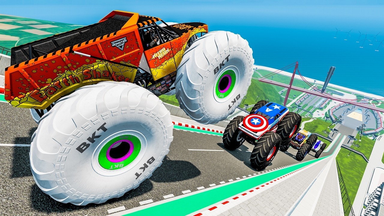 Epic High Speed Monster Truck Jumps And Crashes 