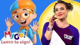 Learn Sign Language with Blippi Wonders! Fruit & Vegetables |  MyGo! | ASL for Kids