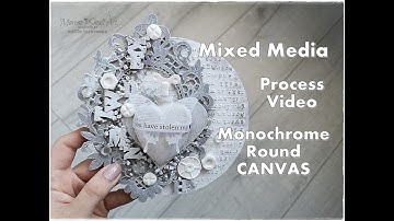 Round Monochrome Mixed Media Canvas Tutorial ♡ Maremi
