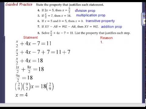 2 6 Algebraic Proofs guided practice - YouTube