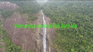 Waterfall in Vietnam&#39;s National Park Bach Ma. Большой водопад в национальном парке Вьетнама Батьма