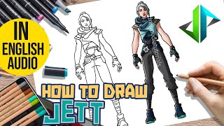 [DRAWPEDIA] HOW TO DRAW JETT from VALORANT - STEP BY STEP DRAWING TUTORIAL