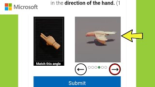 Microsoft Captcha | Use the arrows to roatate the animal to face in the direction of the hand screenshot 4